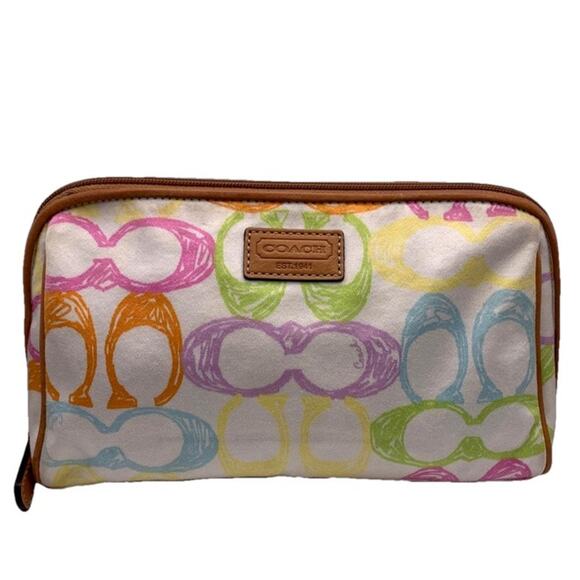COACH Crayon Scribble Signature Make up Bag Cosmetic Case - Picture 1 of 8